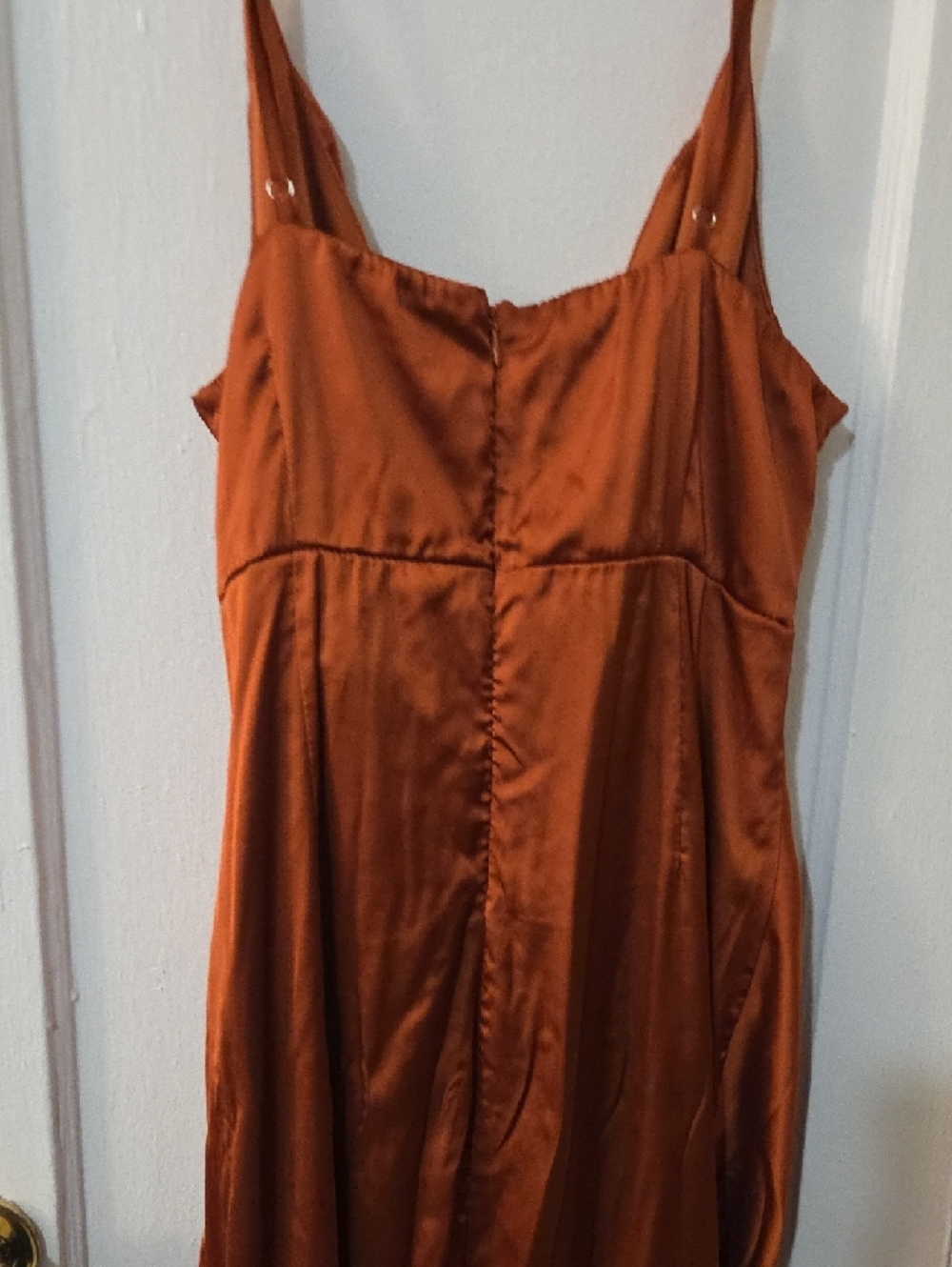 Baltic Born Monet Rust Satin Maxi Dress with Side Leg Slit Size Large - Picture 7 of 12